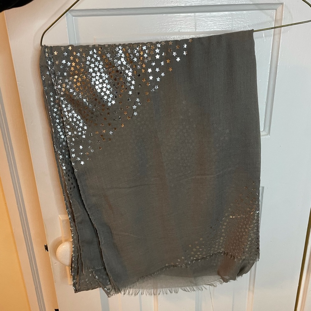 Grey Scarf with Silver Stars